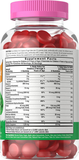 Carlyle Kids Multivitamin Gummies with Probiotics | 60 Chewables | Natural Berry Flavor | Vegetarian, Non-GMO, Gluten Free Children's Supplement Packaging May Vary