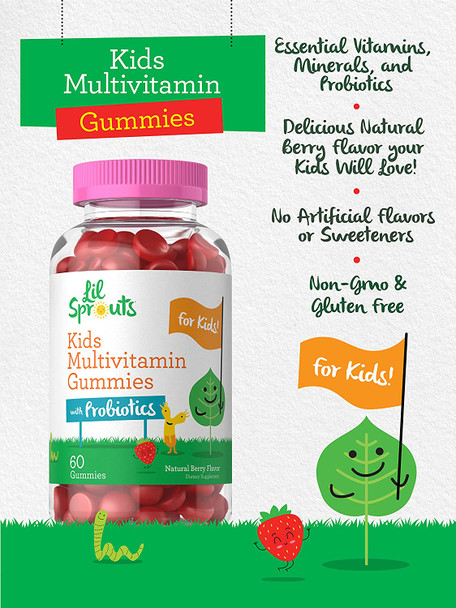 Carlyle Kids Multivitamin Gummies with Probiotics | 60 Chewables | Natural Berry Flavor | Vegetarian, Non-GMO, Gluten Free Children's Supplement Packaging May Vary