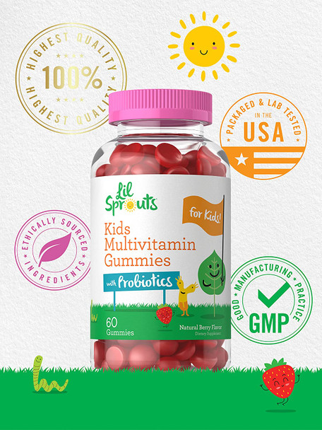 Carlyle Kids Multivitamin Gummies with Probiotics | 60 Chewables | Natural Berry Flavor | Vegetarian, Non-GMO, Gluten Free Children's Supplement Packaging May Vary