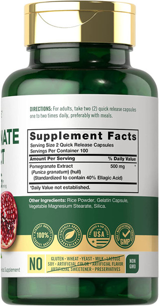 Carlyle Pomegranate Extract | 500mg | 200 Capsules | Non-GMO, Gluten Free Supplement | Traditional Herb