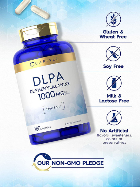 Carlyle Dl-Phenylalanine | 1000Mg | 180 Capsules | Non-Gmo And Gluten Free Formula | Dlpa Free Form Supplement