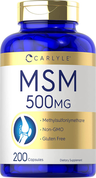 Carlyle Msm Supplement | 500Mg | 200 Capsules | Non-Gmo, And Gluten Free Formula | Methylsulfonylmethane