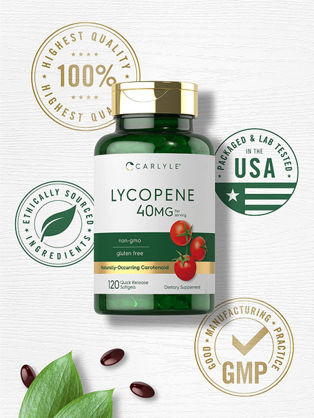 Carlyle Lycopene | 40mg | 120 Softgels | Naturally-Occurring Carotenoid | Non-GMO & Gluten Free Supplement