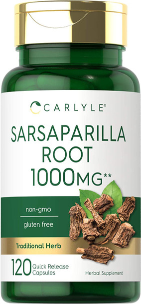 Carlyle Sarsaparilla Root Capsules 1000mg | 120 Count | Non-GMO, Gluten Free Supplement