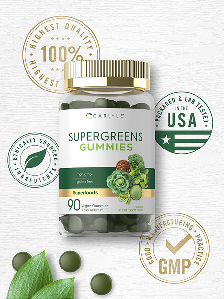 Carlyle Super Greens Gummies | 90 Count | Vegan, Non-GMO and Gluten Free Supplement Carlyle Super Greens Gummies | 90 Count | Vegan, Non-GMO and Gluten Free Supplement