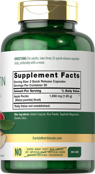 Carlyle Apple Pectin | 1950Mg | 150 Capsules | Non-Gmo & Gluten Free Herbal Supplement
