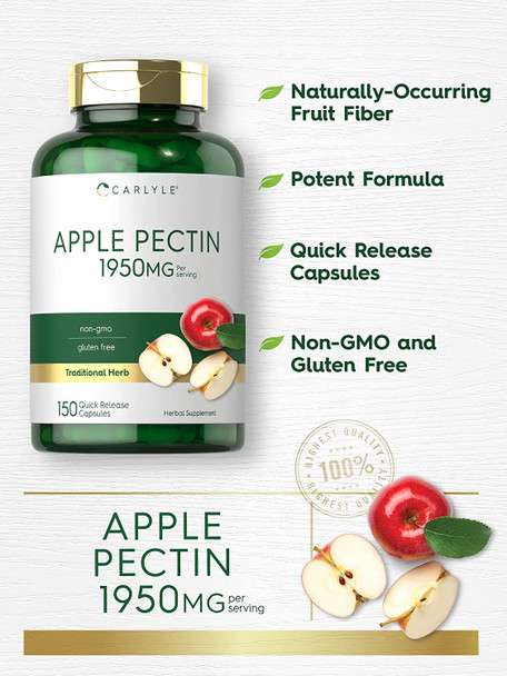Carlyle Apple Pectin | 1950Mg | 150 Capsules | Non-Gmo & Gluten Free Herbal Supplement