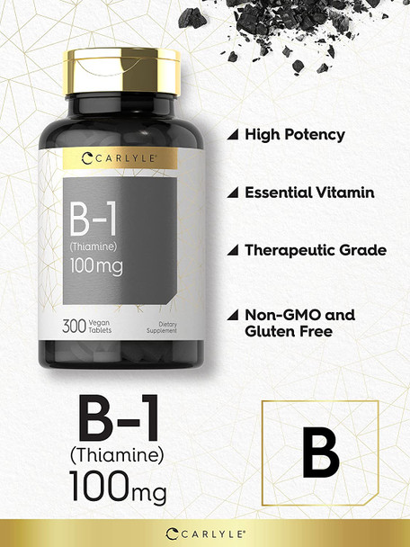 Carlyle Vitamin B-1 | 100Mg | 300 Tablets | Non-Gmo And Gluten Free Thiamin Supplement