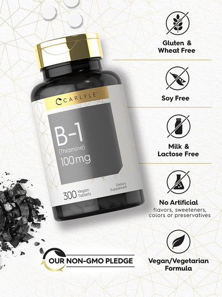 Carlyle Vitamin B-1 | 100Mg | 300 Tablets | Non-Gmo And Gluten Free Thiamin Supplement