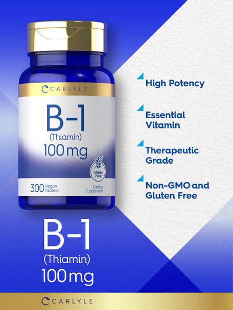 Carlyle Vitamin B-1 | 100Mg | 300 Tablets | Non-Gmo And Gluten Free Thiamin Supplement