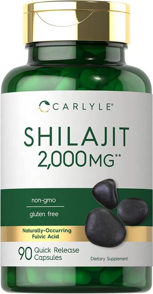 Shilajit Capsules | 2000Mg | 90 Count | Non-Gmo And Gluten Free | By Carlyle Shilajit Capsules | 2000Mg | 90 Count | Non-Gmo And Gluten Free | By Carlyle