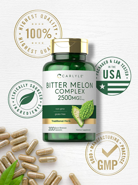 Bitter Melon Capsules | 200 Count | Non-Gmo & Gluten Free Extract | Complex Supplement | By Carlyle