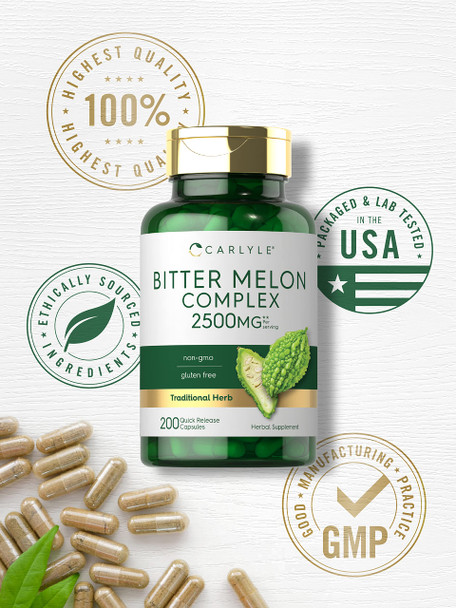 Bitter Melon Capsules | 200 Count | Non-Gmo & Gluten Free Extract | Complex Supplement | By Carlyle