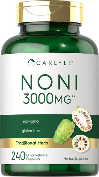 Carlyle Noni Capsules 3000mg | 240 Count | Non-GMO, Gluten Free