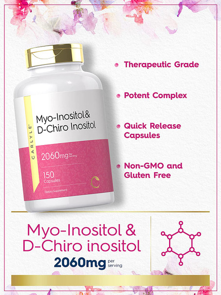 Carlyle Myo-Inositol & D-Chiro Inositol 2060Mg | 150 Capsules | Non-Gmo, Gluten Free Supplement