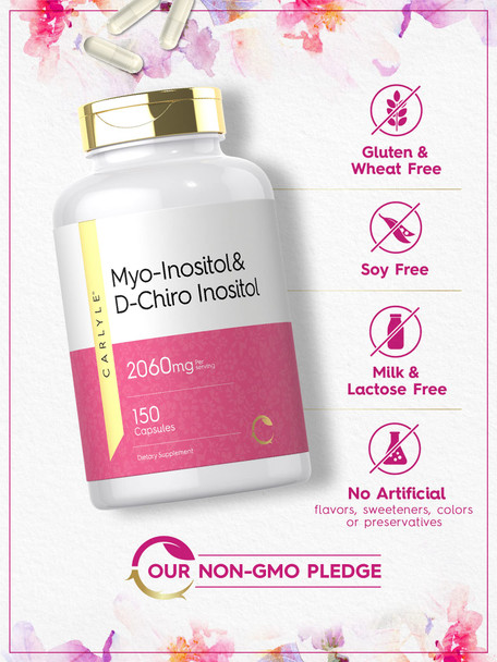 Carlyle Myo-Inositol & D-Chiro Inositol 2060Mg | 150 Capsules | Non-Gmo, Gluten Free Supplement