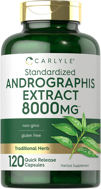 Carlyle Andrographis Paniculata Capsules | 8000 mg | 120 Capsules | Non-GMO & Gluten Free Supplement