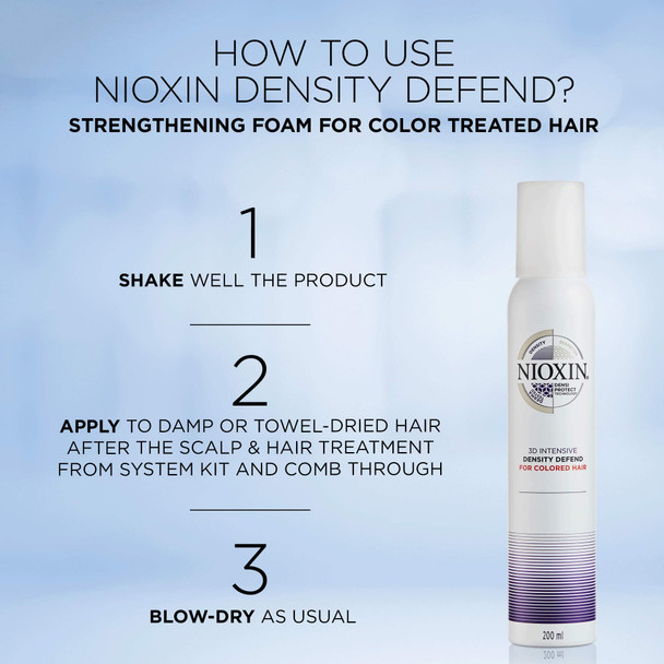 Nioxin 3D Intensive Density Defend Styling Foam for Color Treated Hair, 6.7 oz