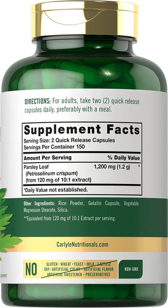 Carlyle Parsley Leaf Capsules 1200Mg | 300 Count | Non-Gmo, Gluten Free Supplement