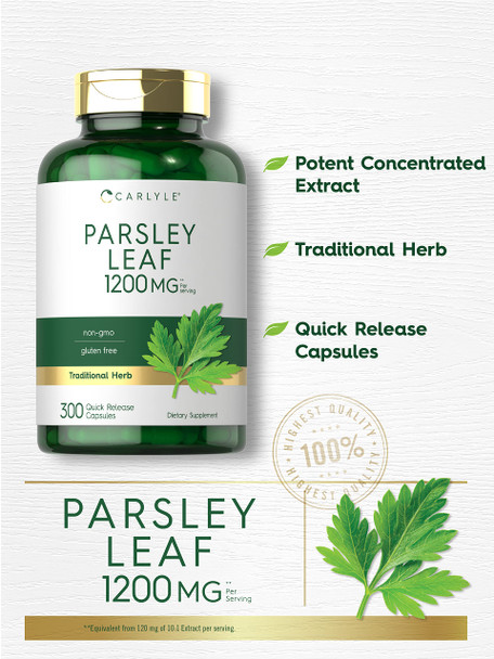 Carlyle Parsley Leaf Capsules 1200Mg | 300 Count | Non-Gmo, Gluten Free Supplement