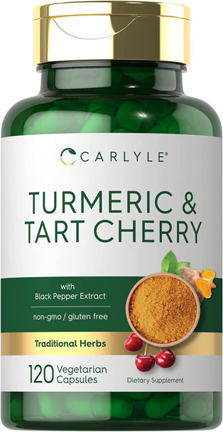 Carlyle Turmeric And Tart Cherry Capsules | 120 Count | With Bioperine | Vegetarian, Non-Gmo, Gluten Free Supplement