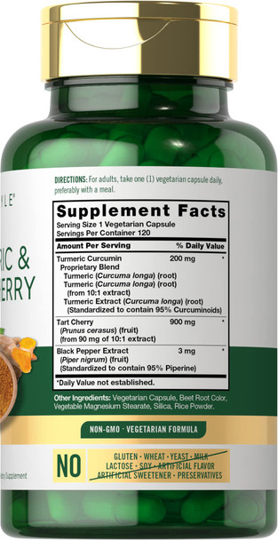 Carlyle Turmeric And Tart Cherry Capsules | 120 Count | With Bioperine | Vegetarian, Non-Gmo, Gluten Free Supplement