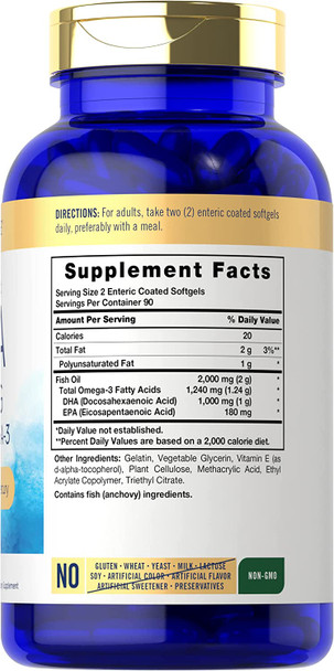 Carlyle Dha Supplement 1000Mg | 180 Softgels | 1240Mg Omega-3 | Non-Gmo, Gluten Free