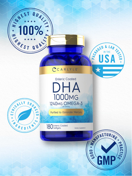 Carlyle Dha Supplement 1000Mg | 180 Softgels | 1240Mg Omega-3 | Non-Gmo, Gluten Free