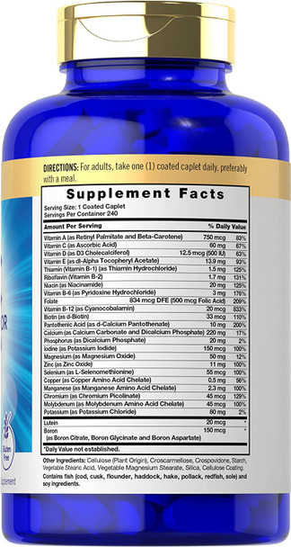 Carlyle Senior Multivitamin for Over 60 | 240 Tablets | with Lutein & Lycopene | ABC Advanced Supplement for Men and Women | Non-GMO, Gluten Free