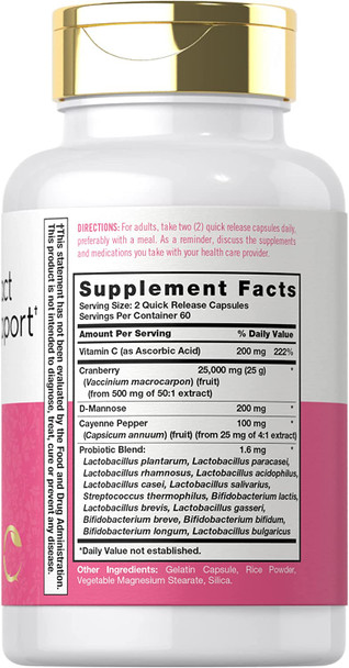 Carlyle Urinary Tract Health Support | 120 Capsules | Relief for Women | with D-Mannose, Cranberry Complex & Probiotics | Non-GMO, Gluten Free