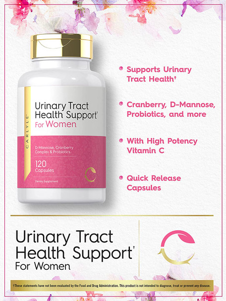 Carlyle Urinary Tract Health Support | 120 Capsules | Relief for Women | with D-Mannose, Cranberry Complex & Probiotics | Non-GMO, Gluten Free