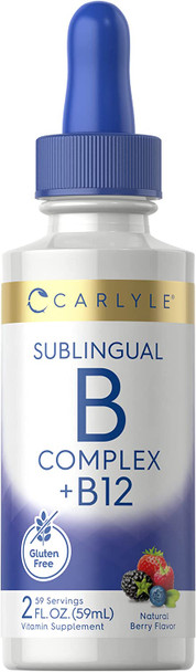 Carlyle Sublingual Vitamin B Complex | with B12 | 2 Fluid Ounces | Natural Berry Flavor | Vegetarian, Non-GMO, and Gluten Free Supplement