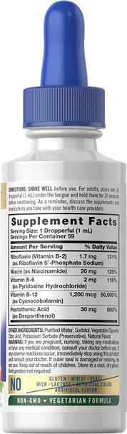 Carlyle Sublingual Vitamin B Complex | with B12 | 2 Fluid Ounces | Natural Berry Flavor | Vegetarian, Non-GMO, and Gluten Free Supplement