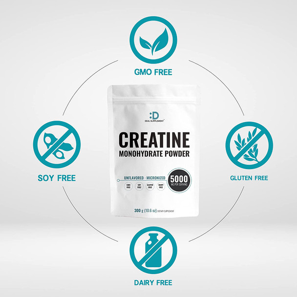 2 Pack Creatine Monohydrate Powder 300 Grams (10.6oz), Unflavored | Pure | Micronized Creatine Powder, 5000mg Per Serving, 2 Month Supply, Vegan | Keto, Non-GMO, No Filler, No Additives - 60 Servings