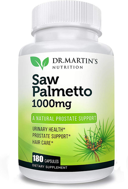 USA Grown Saw Palmetto | 180 Capsules Prostate Health Supplement | Hair Growth for Men & Women | Support to Help Maintain Normal Urination Frequency & Natural DHT Blocker to Help Prevent Hair Loss