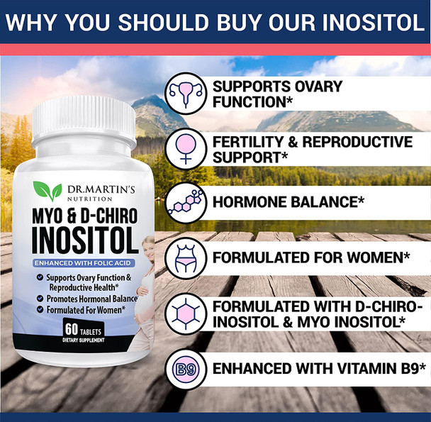Potent Inositol 2050Mg Supplement | 40:1 Ratio Myo-Inositol & D-Chiro Inositol With Folic Acid For Female Support | Hormonal Balance & Healthy Ovarian Function| Vitamin B8 & B9 | 30 Day Supply