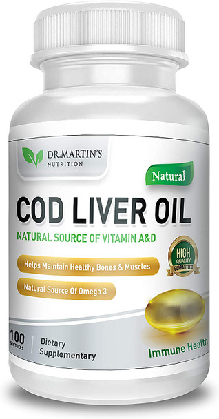 COD Liver Oil | 100 Softgels | Natural Source of Omega 3 Fatty Acids | Triple Strength | Best Immune Health, Healthy Bones & Muscles Dietary Supplement |