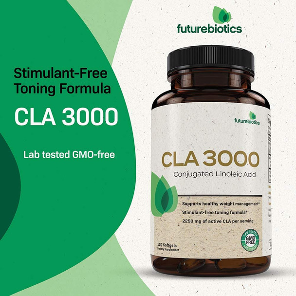 Futurebiotics CLA 3000 Extra High Potency  Naturally Supports Healthy Weight Management, Increase Lean Muscle Mass - Non-Stimulating Conjugated Linoleic Acid, Non GMO, 120 Softgels