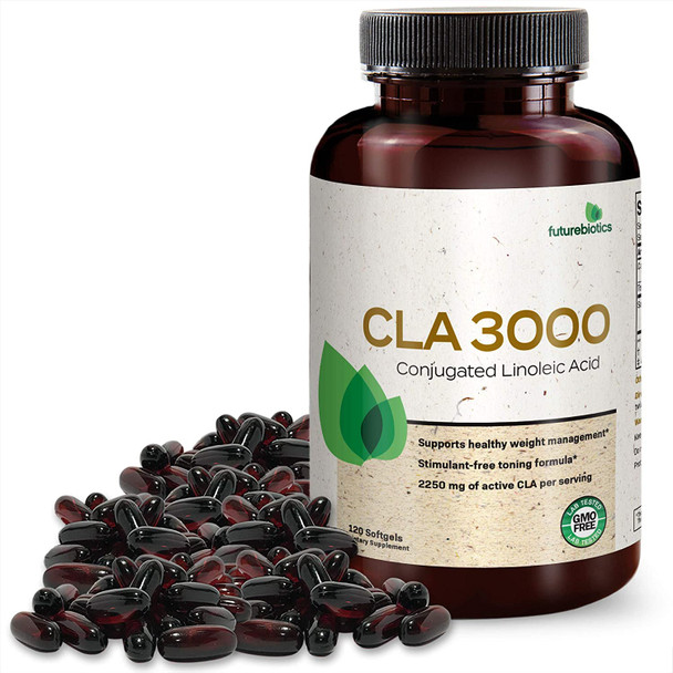 Futurebiotics CLA 3000 Extra High Potency  Naturally Supports Healthy Weight Management, Increase Lean Muscle Mass - Non-Stimulating Conjugated Linoleic Acid, Non GMO, 120 Softgels