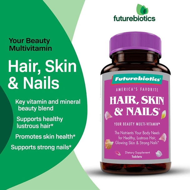 Futurebiotics Hair, Skin & Nails Beauty MultiVitamin with Biotin, Hair Vitamins and Skin Vitamins That Promote Healthy Hair and Nail, 180 Tablets Futurebiotics Hair, Skin & Nails Beauty MultiVitamin with Biotin, Hair Vitamins and Skin Vitamins That Promote Healthy Hair and Nail, 180 Tablets