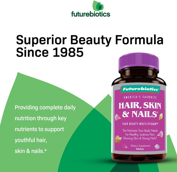 Futurebiotics Hair, Skin & Nails Beauty MultiVitamin with Biotin, Hair Vitamins and Skin Vitamins That Promote Healthy Hair and Nail, 180 Tablets Futurebiotics Hair, Skin & Nails Beauty MultiVitamin with Biotin, Hair Vitamins and Skin Vitamins That Promote Healthy Hair and Nail, 180 Tablets