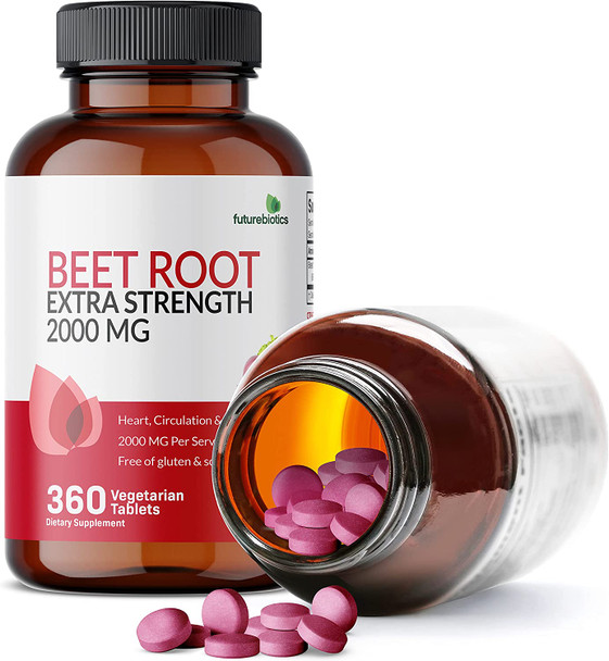 Futurebiotics Beet Root Extra Strength 2000Mg Heart, Circulation & Stamina - Non-Gmo, 360 Vegetarian Tablets