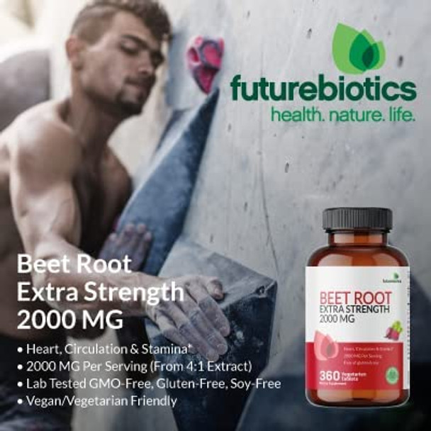Futurebiotics Beet Root Extra Strength 2000Mg Heart, Circulation & Stamina - Non-Gmo, 360 Vegetarian Tablets