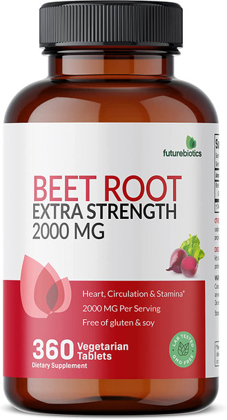 Futurebiotics Beet Root Extra Strength 2000Mg Heart, Circulation & Stamina - Non-Gmo, 360 Vegetarian Tablets