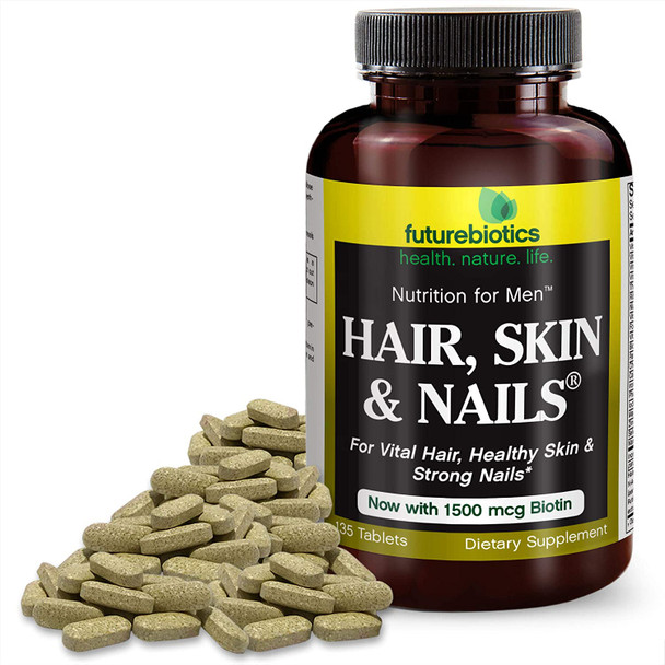 Futurebiotics Hair, Skin, & Nails Nutrition for Men USDA Certified Organic, 135 Vegetarian Tablets