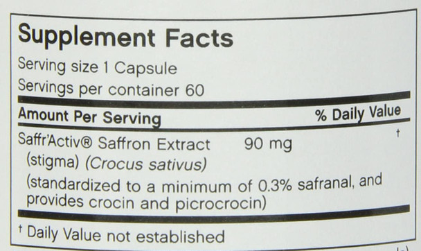 Futurebiotics Vetetarian Capsules, Saffron Extract, 60 Count