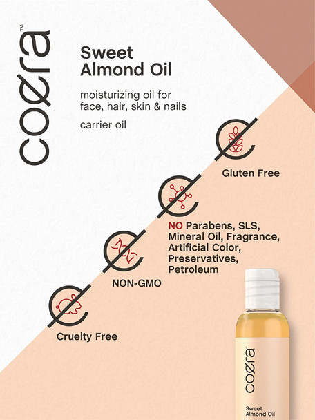 Sweet Almond Oil 4 fl oz | Carrier Oil | Moisturizing Oil for Face, Hair, Skin & Nails | Free of Parabens, SLS, & Fragrances