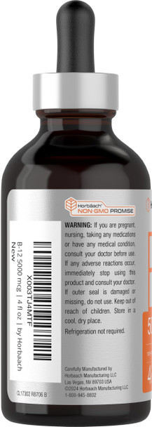 Vitamin B12 Methylcobalamin Spray  5000 mcg  2 oz  New Improved Packaging  Vegetarian Liquid Supplement  Non GMO and  Gluten Free  Natural Berry Flavor  by Horbaach