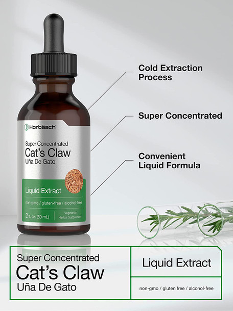 Cats Claw Tincture Extract | 2 Fl Oz | Alcohol Free | Vegetarian, Non-GMO, Gluten Free Liquid | by Horbaach