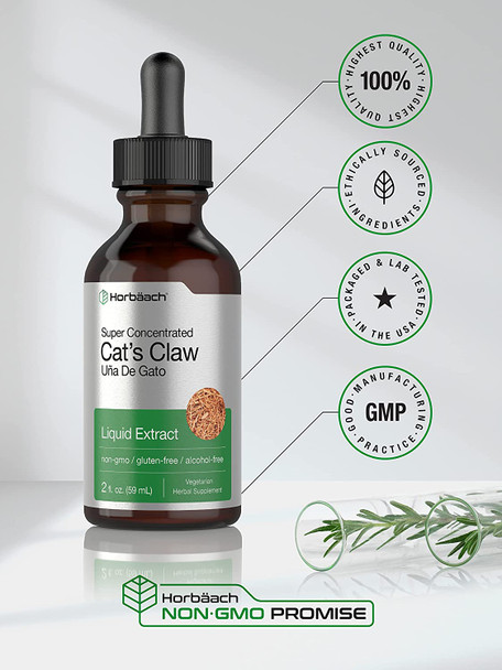 Cats Claw Tincture Extract | 2 Fl Oz | Alcohol Free | Vegetarian, Non-GMO, Gluten Free Liquid | by Horbaach